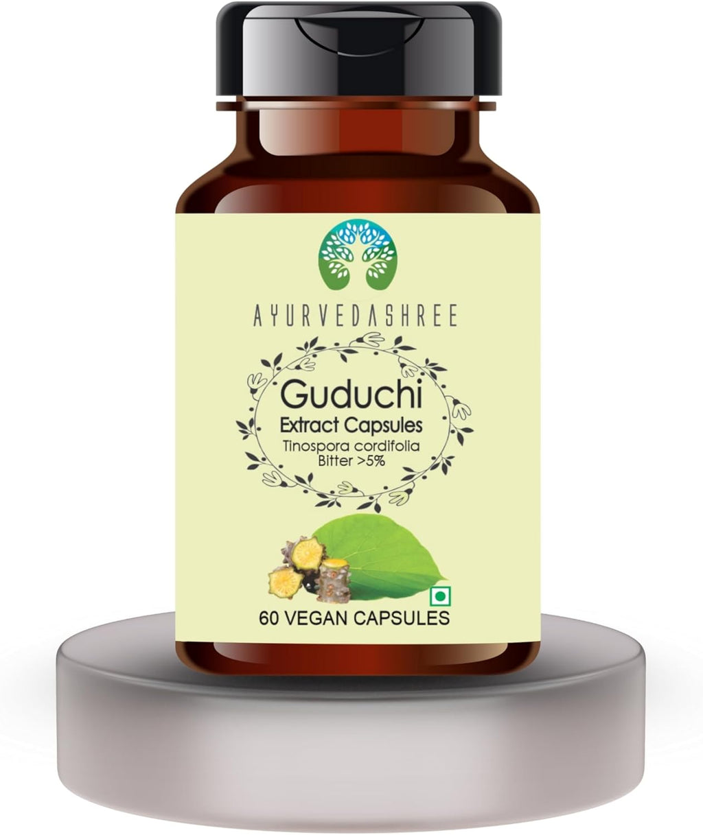 Guduchi Extract 500mg - 60 Vegetarian Capsules|Tinospora Cordifolia| All Natural | 100% Vegan | Gluten-Free | GMP Certified
