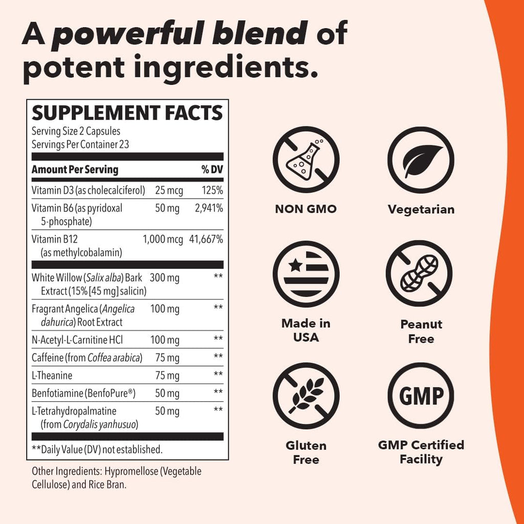 LifeSeasons Relieve-R - Eases Daytime Aches & Discomfort - Relaxes Muscles - Calms The Nervous System - Reduces Inflammation & Irritation - Non Habit Forming - 46 Capsules
