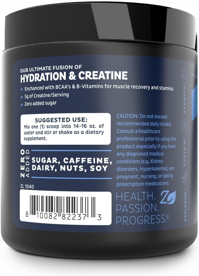 Zeal Electrolyte Powder w/Micronized Creatine (30 Servings | Fruit Punch) w 0 Sugar +BCAAs +B-Vitamins Electrolyte Supplement w Potassium Zinc & Magnesium for Hydration - Keto Electrolyte