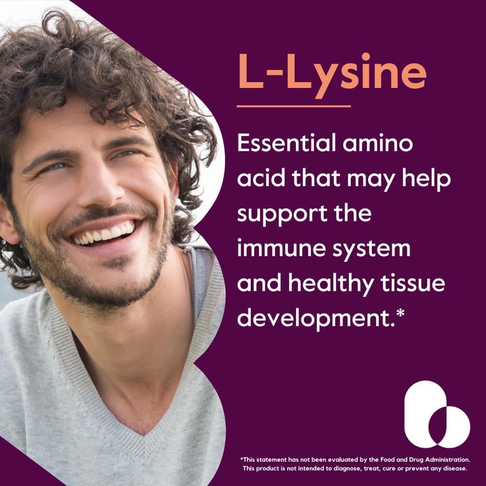 BESTVITE Filler-Free L-Lysine 500mg (240 Veg Capsules) - Vegan - No Stearates or Fillers - Non GMO - Gluten Free - No Dicalcium Phosphate - Amino Acid Supporting Skin, Lip & Immune Health*