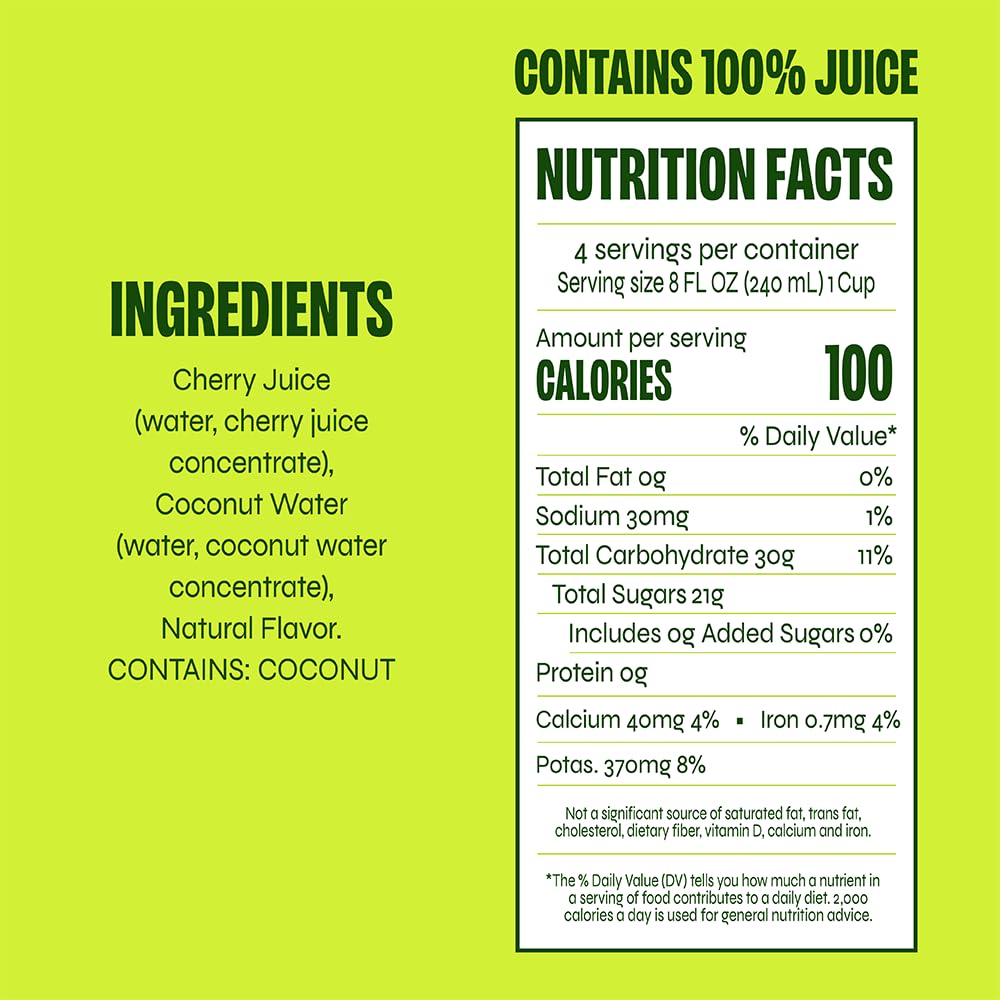 Revl Fruits™ 100% Juice, No Added Sugar, Tart Cherry, 32 fl oz. Carton (Pack of 2)