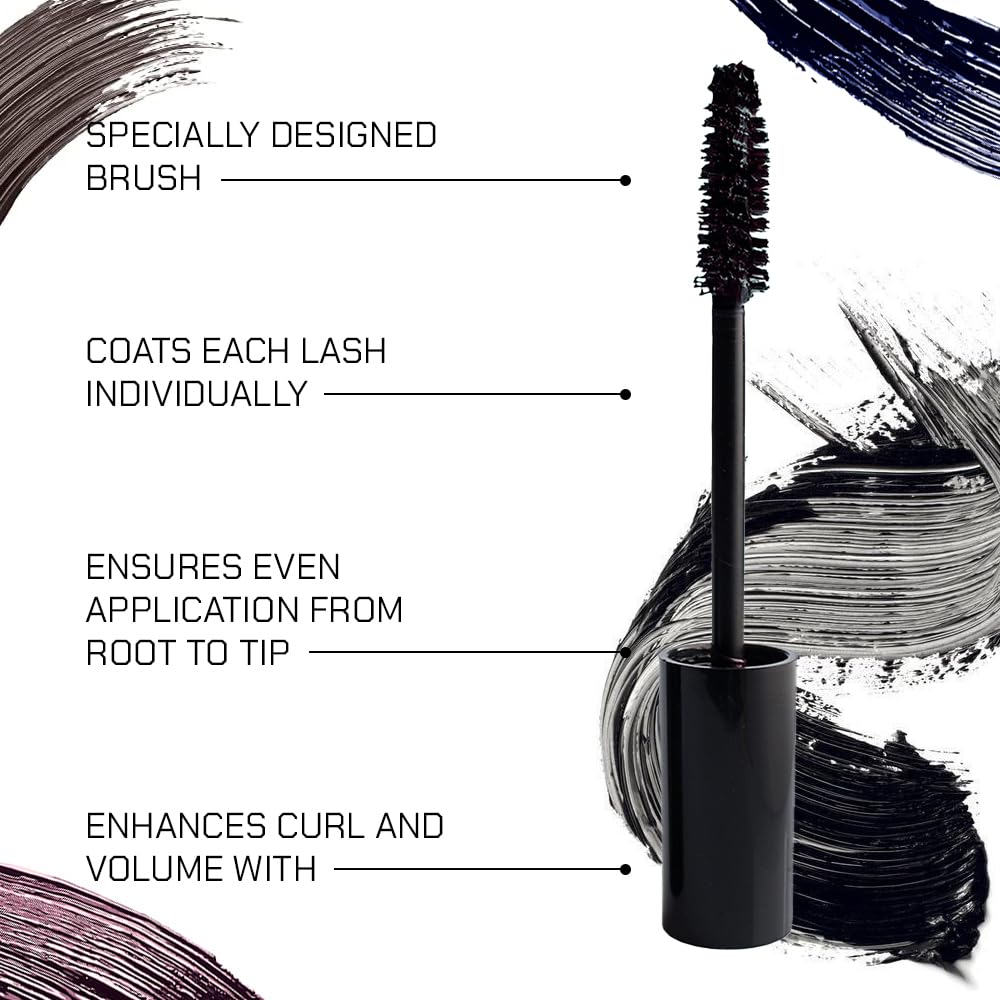 Radiant Professional Lengthening Mascara with silicone brush – Smudge-Proof Curl Mascara Volume and Length for Sensitive Eyes, Cruelty Free, Ideal for Mature & Young Women, 0.43 oz (03 Blue)