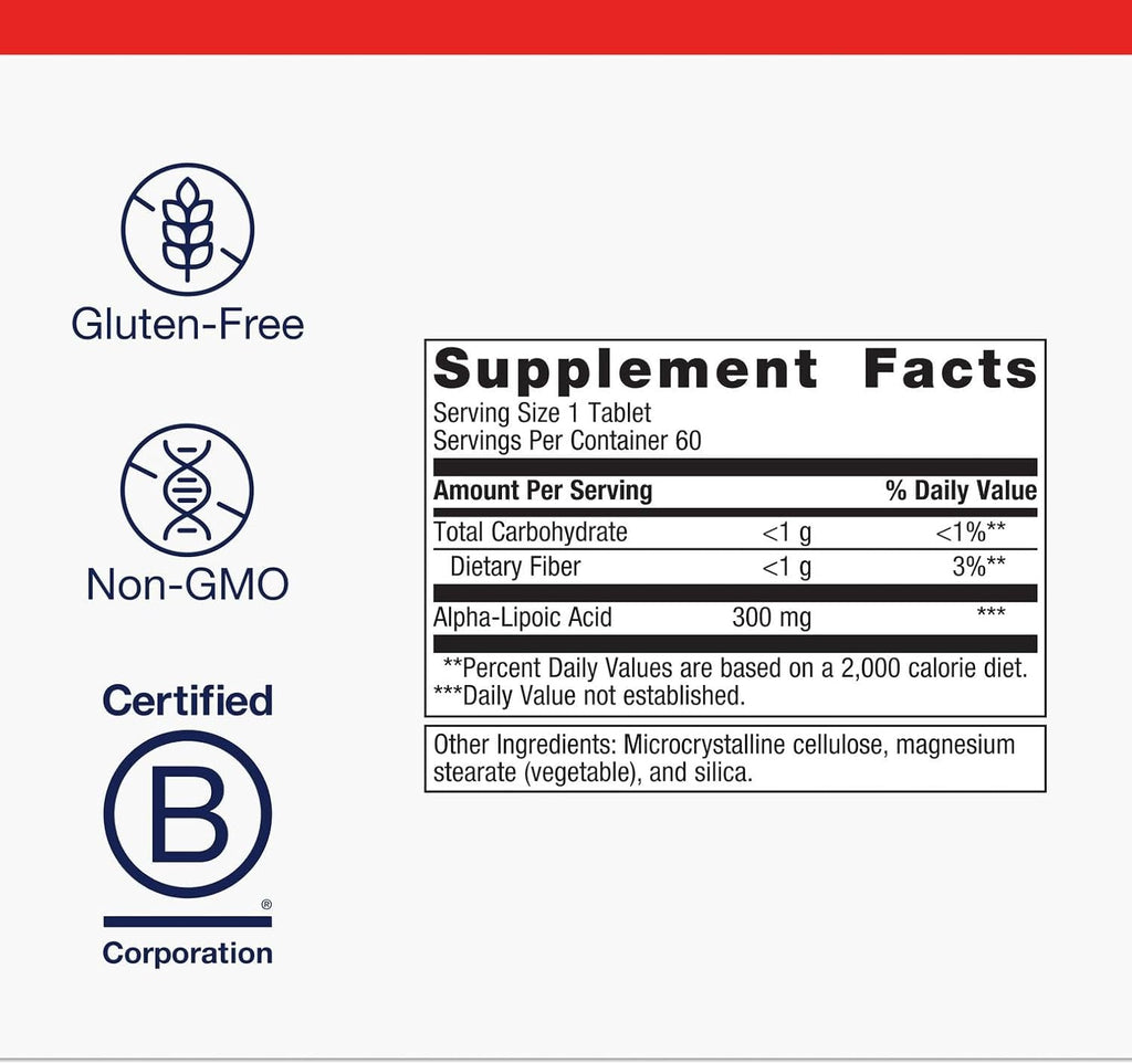 Metagenics Alpha-Lipoic Acid 300 mg to Help Support a Healthy Metabolism and Tissue Health, ALA - 60 Tablets