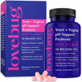 LOVEBUG Yeast + Vaginal pH Support | Clinically Studied Ingredients for Yeast & UTIs | Multi Strain 50 Billion CFU | 30 Capsules