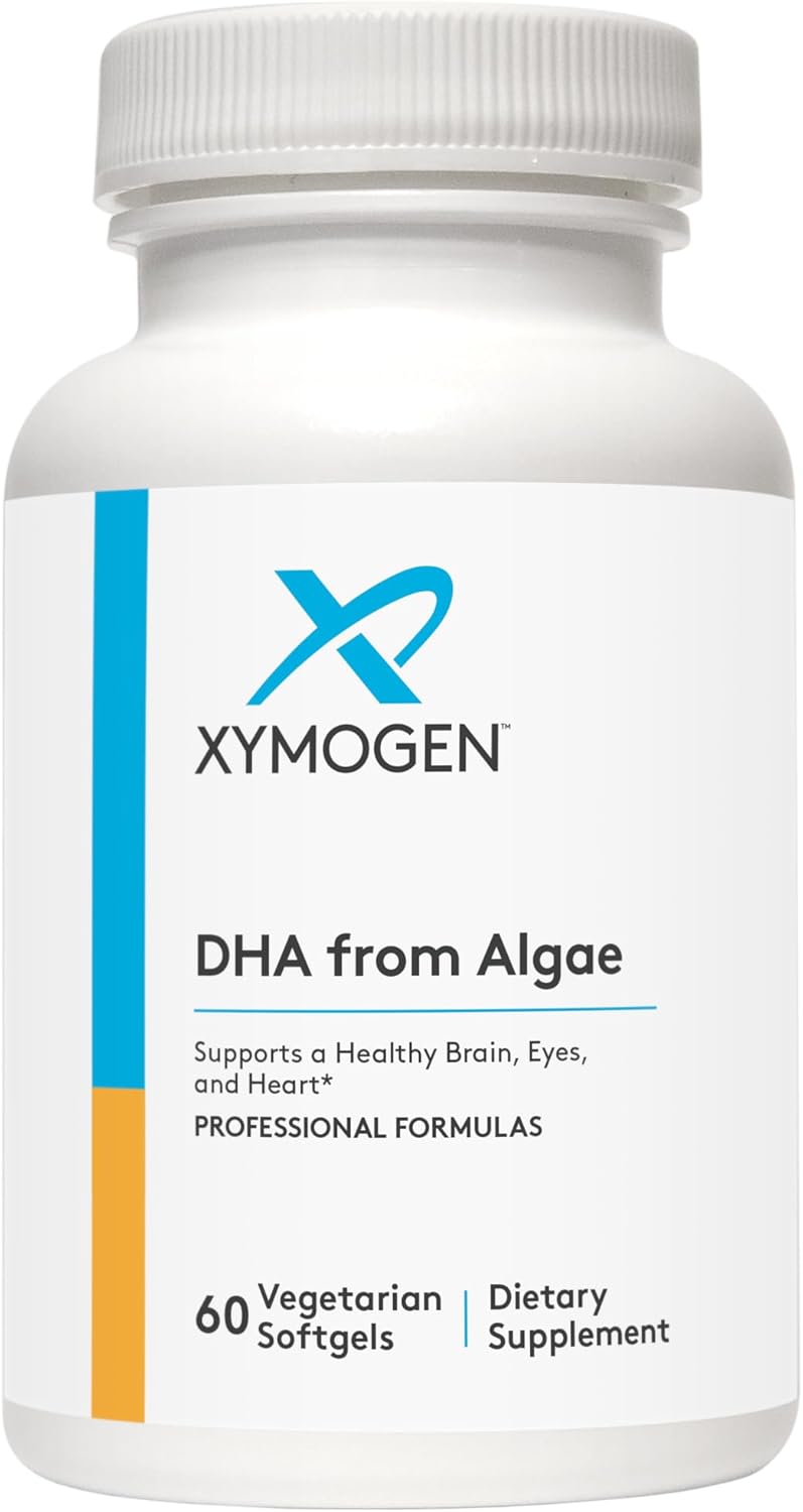 XYMOGEN DHA from Algae - DHA Omega-3 Supplement - Supports Brain, Eye, Heart + Immune Health (60 Softgels)