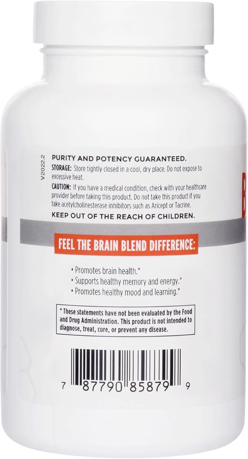 Brain Blend for Memory, Focus, Concentration, Cognitive Function for Men & Women | Caffeine-Free with ALCAR, Alpha Lipoic Acid, Huperzine A, Turmeric | Nootropic | 120ct Capsules