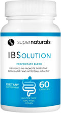 SuperNaturals IBSolution - Made in USA, Non-GMO, Gluten Free & Vegan (60 Capsules) - Digestive Gut Health Supplement With Psyllium Husk - Gas, Bloating, Diarrhea, Constipation Relief, Abdominal Pain