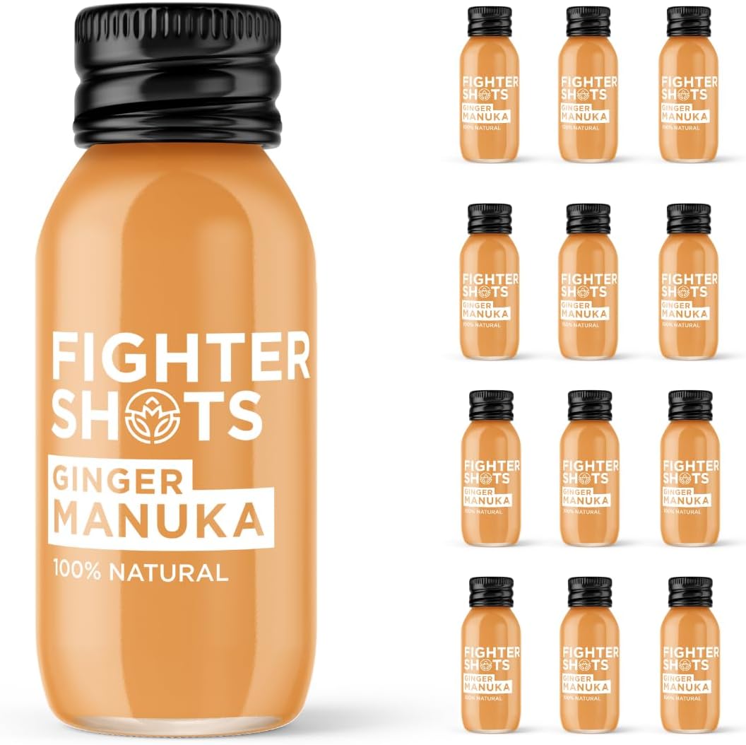 Ginger Manuka Honey (12x60ml) | Award Winning Fresh & Fiery Ginger Shots | Cold Pressed Ginger Root for Immune Support | Boosts Energy | 100% Natural | No Nasties | A Perfect Pick Me Up