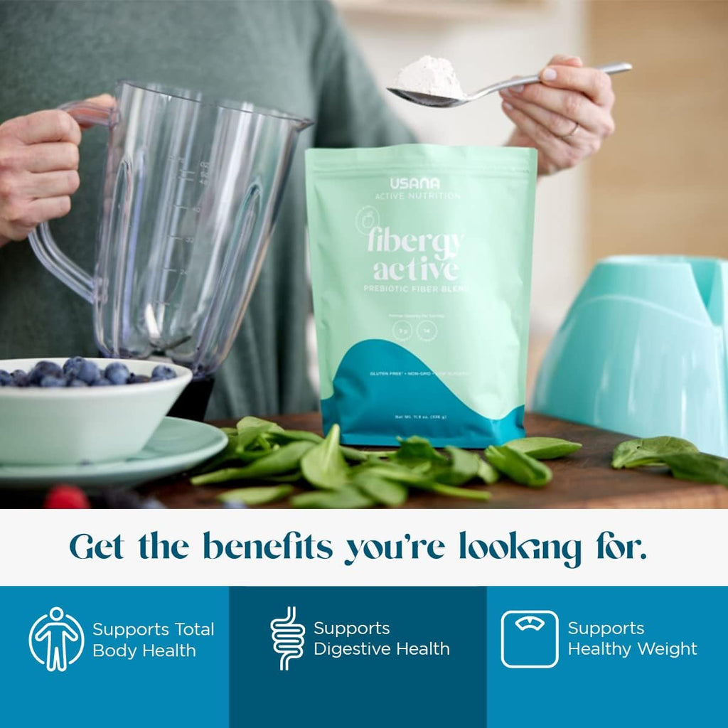 USANA Fibergy Active with Prebiotic Fiber for Gut Health – Non-GMO – Gluten Free – Low Glycemic – 336 Grams - 28 Servings