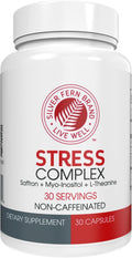 Silver Fern Stress Complex Supplement - Without Caffeine - Sleep, Worry, Mood & More - with Saffron Supplements, L-Theanine Supplement, & Myo-inositol - Natural Stress Relief Supplement (Pack of 1)