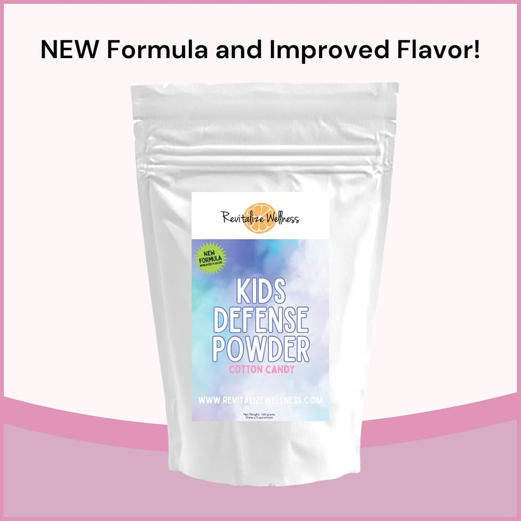 Kids Defense Powder | New Formula, Improved Flavor | Orthomolecular Dose of 1000 mg Vitamin C and 250 mg B3 | Pure, Corn Free, & GMO-Free | Cotton Candy Flavor | 120 Servings