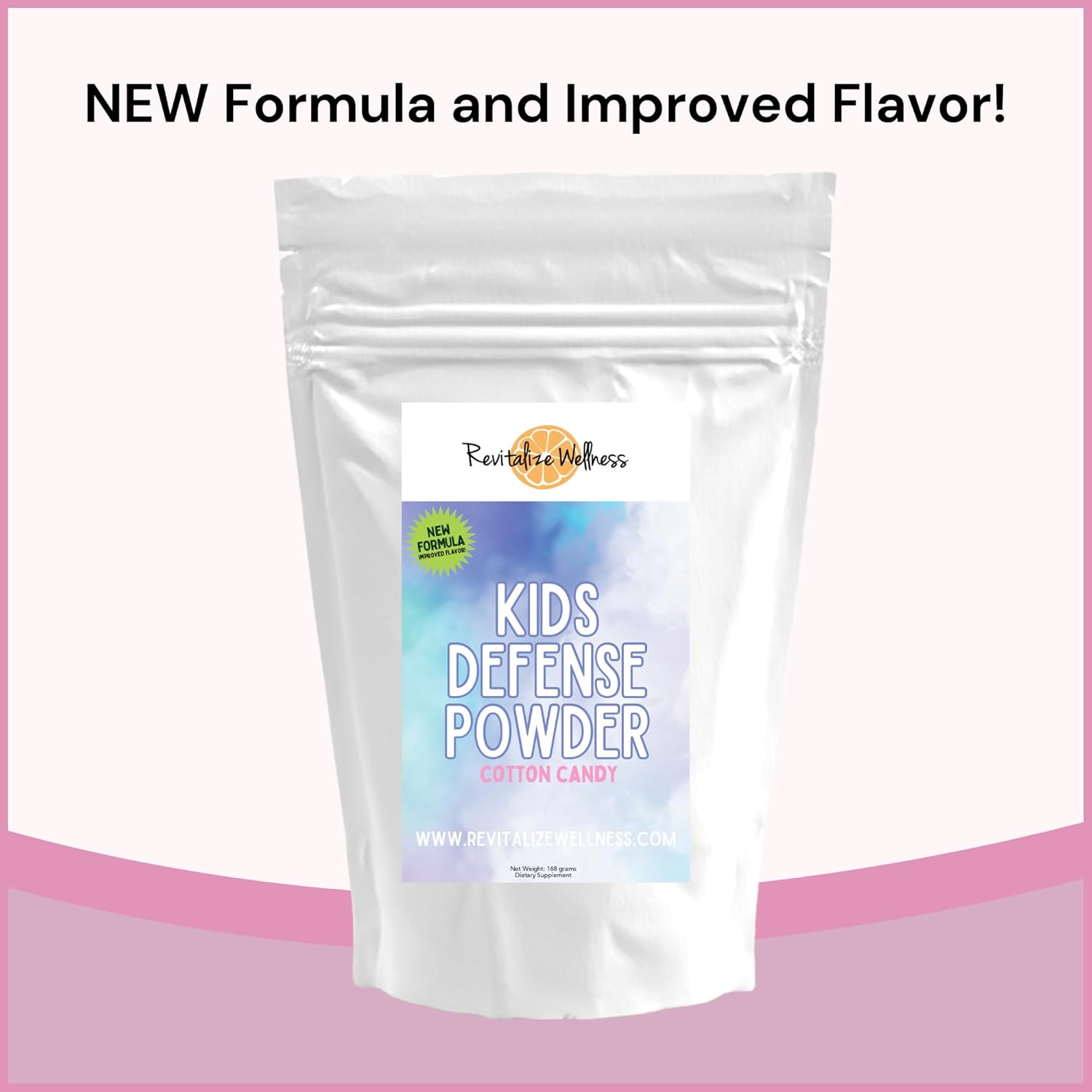 Kids Defense Powder | New Formula, Improved Flavor | Orthomolecular Dose of 1000 mg Vitamin C and 250 mg B3 | Pure, Corn Free, & GMO-Free | Cotton Candy Flavor | 120 Servings