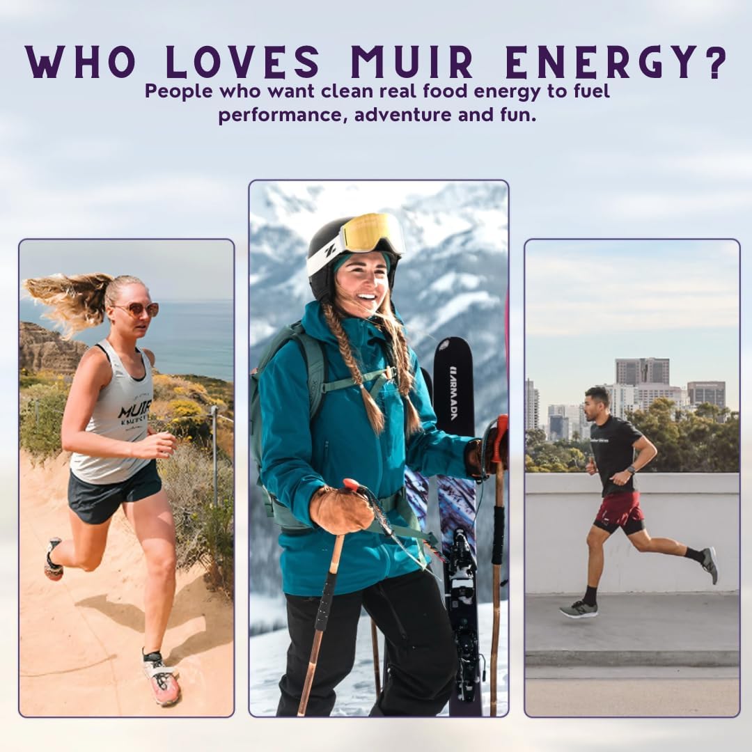 MUIR Slow Burn Variety Gel Pack - 24 Count (12 Cacao Almond, 12 Cashew Vanilla Mate) - Organic Real Food Energy Gel for Running, Cycling & Endurance - Long-Lasting, Easy-to-Digest, Vegan, Non-GMO