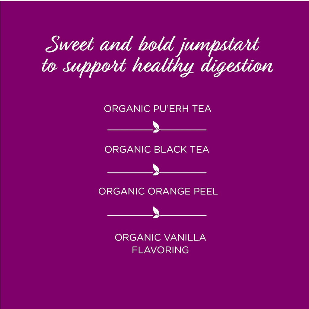 The Tea Spot Organic Morning Mojo Black Tea with Vanilla and Citrus for Energy | Breakfast Blend of Pu'erh Tea, Black Tea, Orange Peel and Vanilla Flavor | 15 Tea Bags