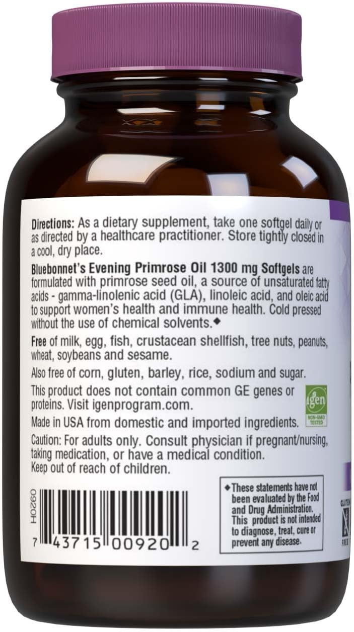 BlueBonnet Evening Primrose Oil Softgels, 1300 mg, 30 Count