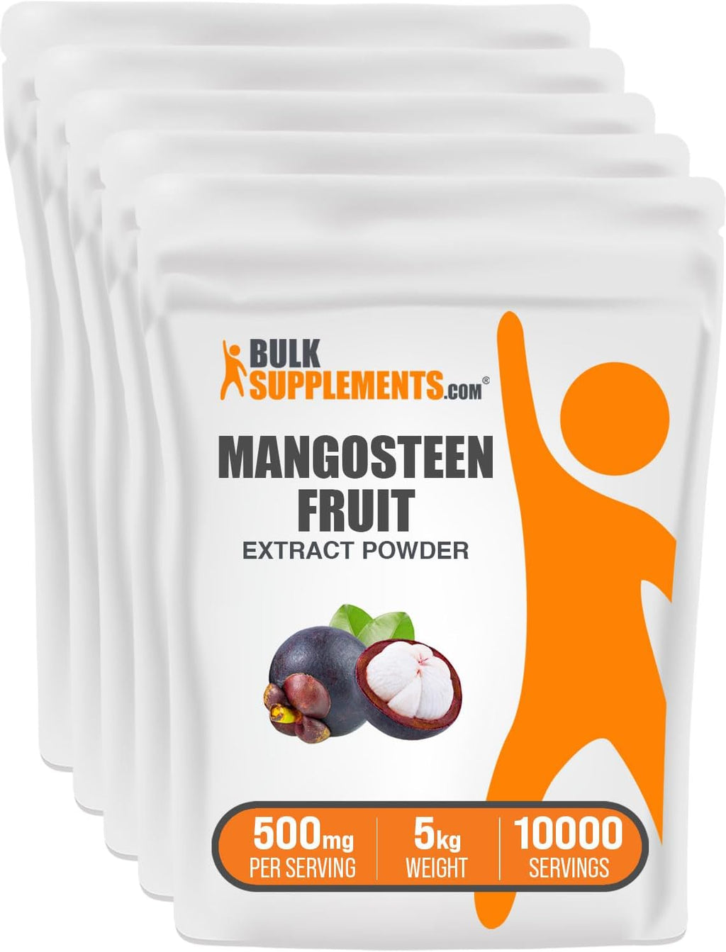 BulkSupplements.com Mangosteen Extract Powder - Superfood Supplement, from Mangosteen Fruit, Mangosteen Powder - Gluten Free, 500mg per Serving, 1kg (2.2 Pound) (Pack of 5)