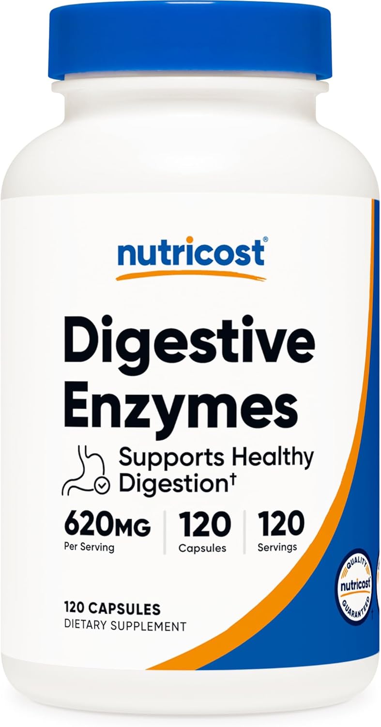 Nutricost Digestive Enzymes 620mg, 120 Veggie Capsules (2 Bottles) - Complete Digestive Enzyme Supplement