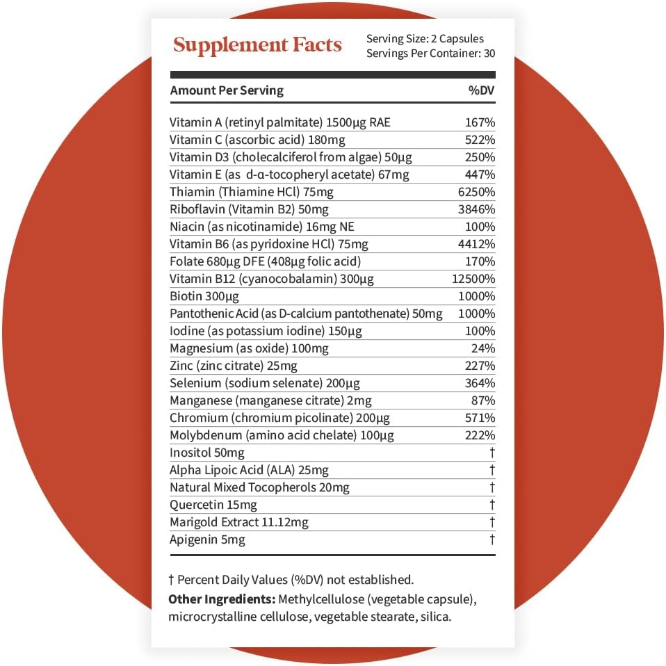 Pattern Wellness Multivitamin for Men & Women - Vitamin A, B, C, D, E - Energy & Wellness Support - Whole Body Health - One A Day Dietary Supplement - 60 Vegan Capsules
