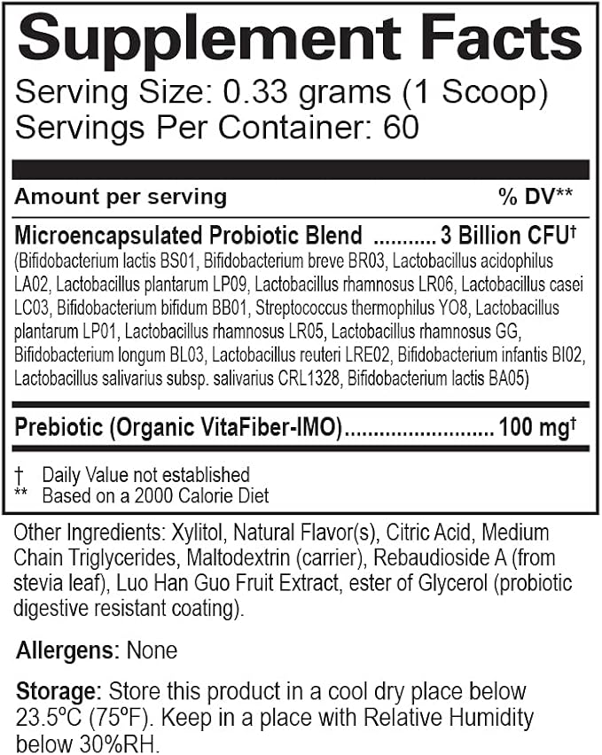 TriActive Biotics Junior for Kids – Powder Probiotic and Prebiotic Blend, 6 Billion CFU – Digestive Enzymes Supplement for Gut Health, Immune Support – Allergen-Free, Gluten-Free, Naturally Sweetened