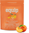 Equip Foods Core Bovine Colostrum Gummies, Delicious 1g Per Seving Grass Fed Colostrum Supplement - Gut Health, Immunity, Recovery, Hair & Skin - 60 Bovine Colostrum Gummies, 30 Servings, Peach Mango