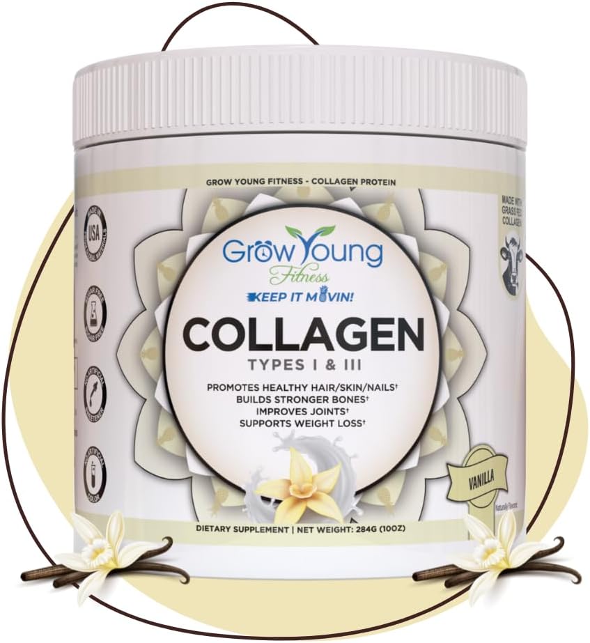 Grow Young Fitness Collagen Protein - Vanilla, Promotes Skin, Bones, Joints, Weight Loss, Sugar Free (12.41 oz) (1 Pack, 20 Servings)