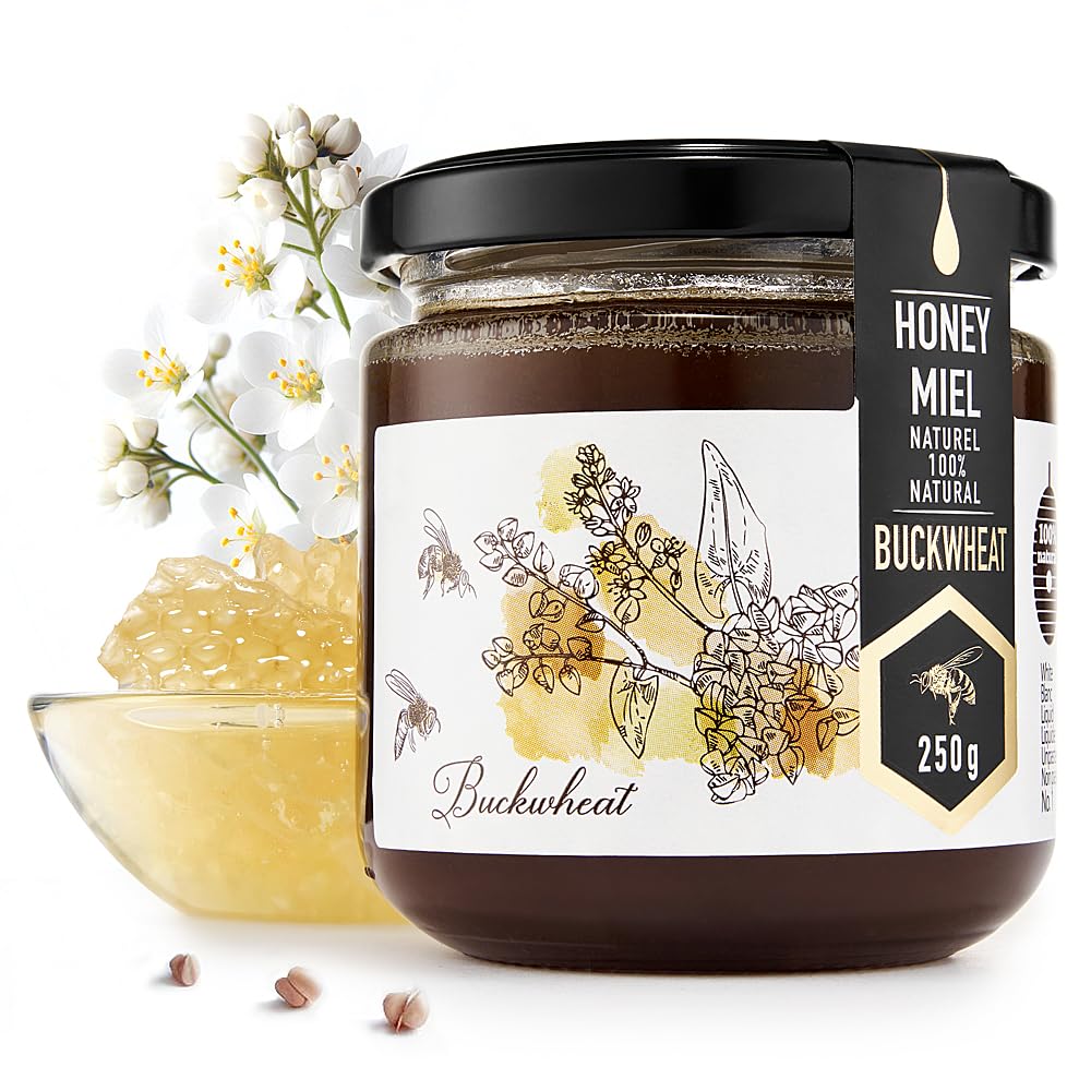 HONIGMA® Raw Buckwheat Honey | Exquisite Taste | 100% Pure | Unpasteurized | Unfiltered | Partially crystallized | 250g/8.8oz
