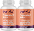 BESTVITE Phosphatidylserine 100mg per Capsule (240 Vegetarian Capsules) (120x2) with Sharp-PS® Green - Patented and Clinically Tested - Stearate Free - Soy Free - Gluten Free - Vegan - Non GMO