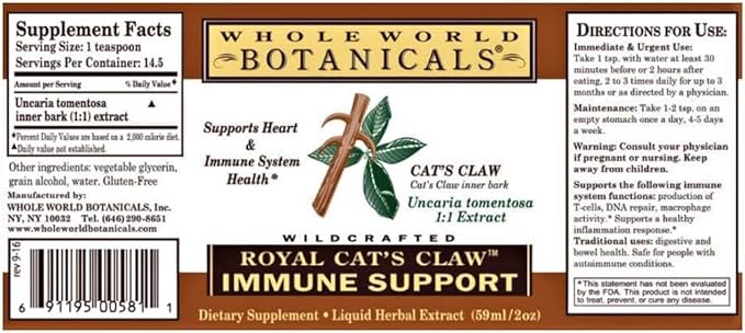 Whole World Botanicals - Royal Cat's Claw Liquid Extract 150 - Botanicals Herbs
