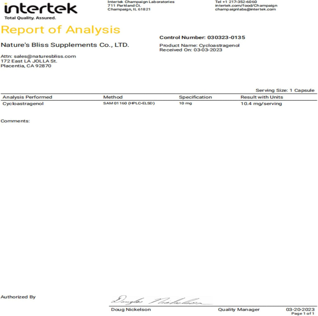Nature'sbliss Telomerase Supplements Cycloastragenol 10mg 99%, Astragalus Root Extract, Anti Aging Supplement, Immunity Boost, Stomach Acid Protected, Super Absorption, 30 Capsules