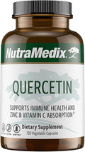 NutraMedix Quercetin - Quercetin 500mg Capsules - Antioxidant & Immune Support Supplement for Heart Health - Aids in Zinc & Vitamin C Absorption (120 Vegetarian Capsules)