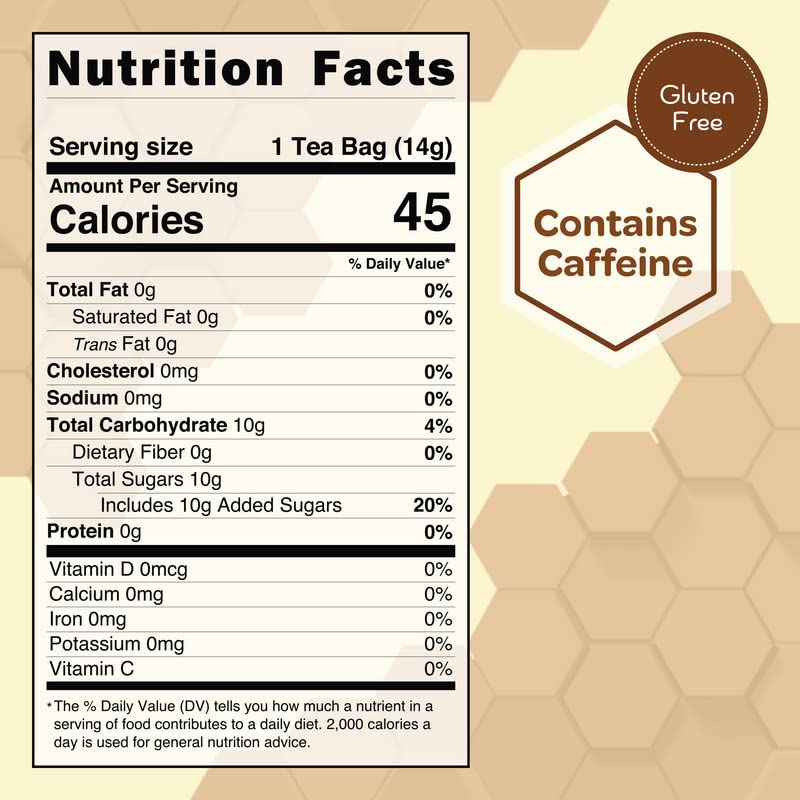 True Honey English Breakfast Tea Bags - Honey Crystals Blended in Every Sachet - Strong Antioxidant Support - All Natural Organic Herbal Caffeinated Free Tea Bag 24 Count
