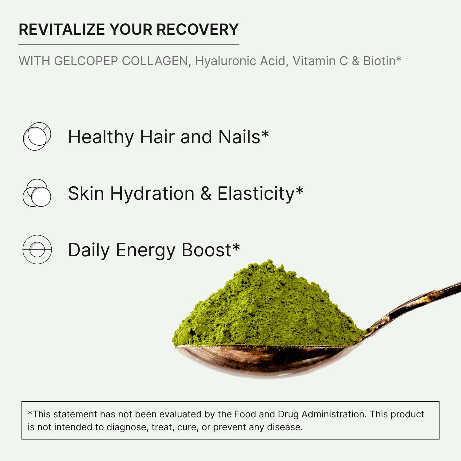 Matcha Collagen Powder w Biotin, Hyaluronic Acid & Vitamin C - Healthy Hair, Skin & Nails - Natural Type I & III Hydrolyzed Collagen Powder, Unsweetened Matcha Latte - 22 Servings, 7.9oz