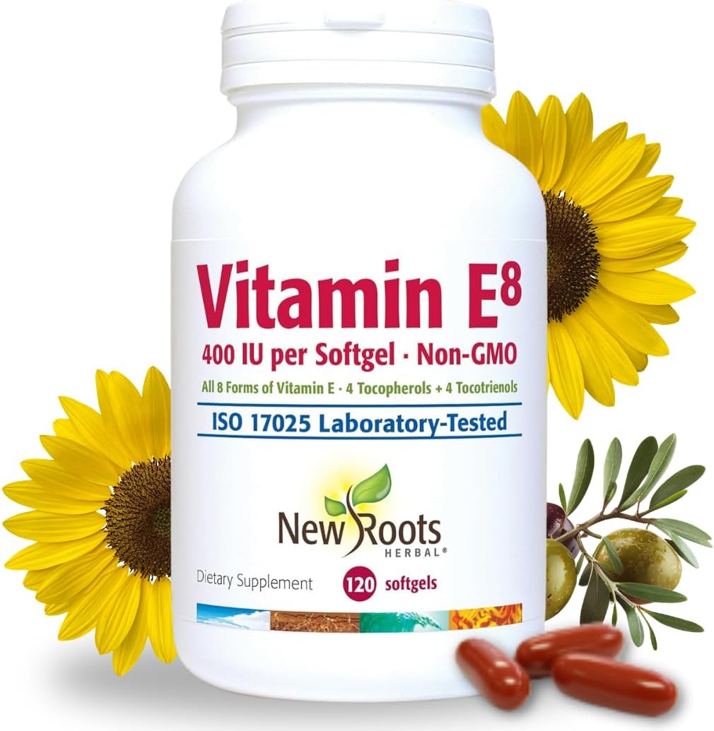 Vitamin E Supplement 400 IU Capsules Organic | All 8 Types of Naturally Sourced Vitamin E for Vision & Brain Support | 4 Tocopherols & 4 Tocotrienols for Men & Women (120 Softgels)