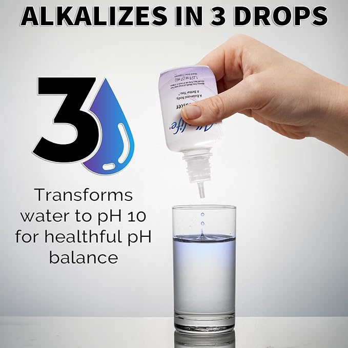 Alkalife Alkaline Water Drops | pH Booster Alkalizer for Drinking Water | Essential Mineral Additive, Electrolyte Hydration Supplement | Neutralize Acid, Balance Body, Immune Support, Detox | 1.25oz