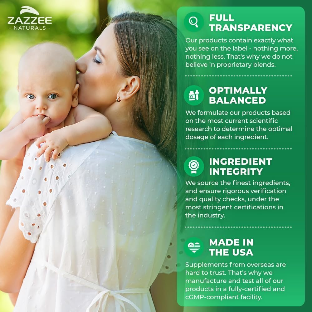 Zazzee Myo-Inositol Capsules, 2000 mg per Serving, 120 Vegan Capsules, Ideal Dosage for 40:1 Ratio, 100% Vegetarian, Hormone Balance & Healthy Ovarian Function Support, All-Natural and Non-GMO