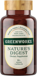 Greenworks Nature's Digest - Advanced Daily Digestive Support for A Healthy Gut and Microbiome - Shelf Stable - Organic, Vegan, Non-GMO (60 Capsules)
