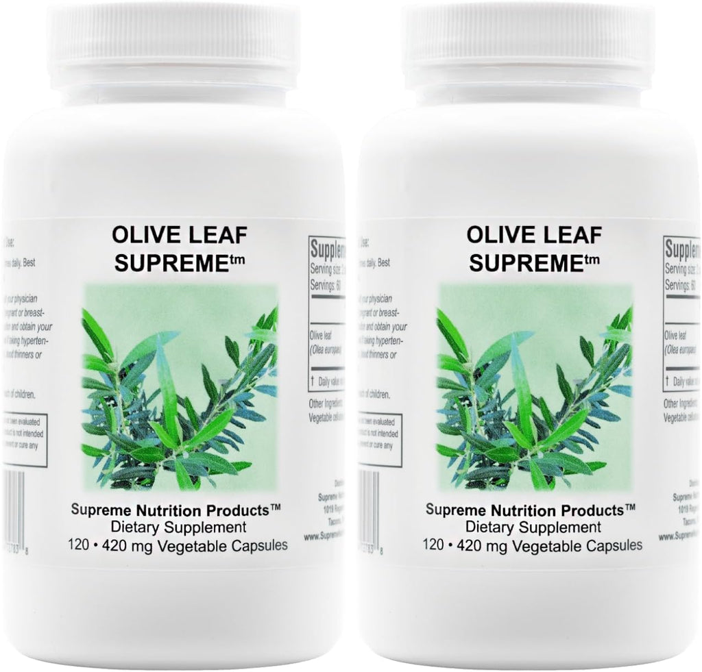 Supreme Nutrition Olive Leaf Supreme, 120 Pure Olive Leaf Vegetarian Capsules (Pack of 2)