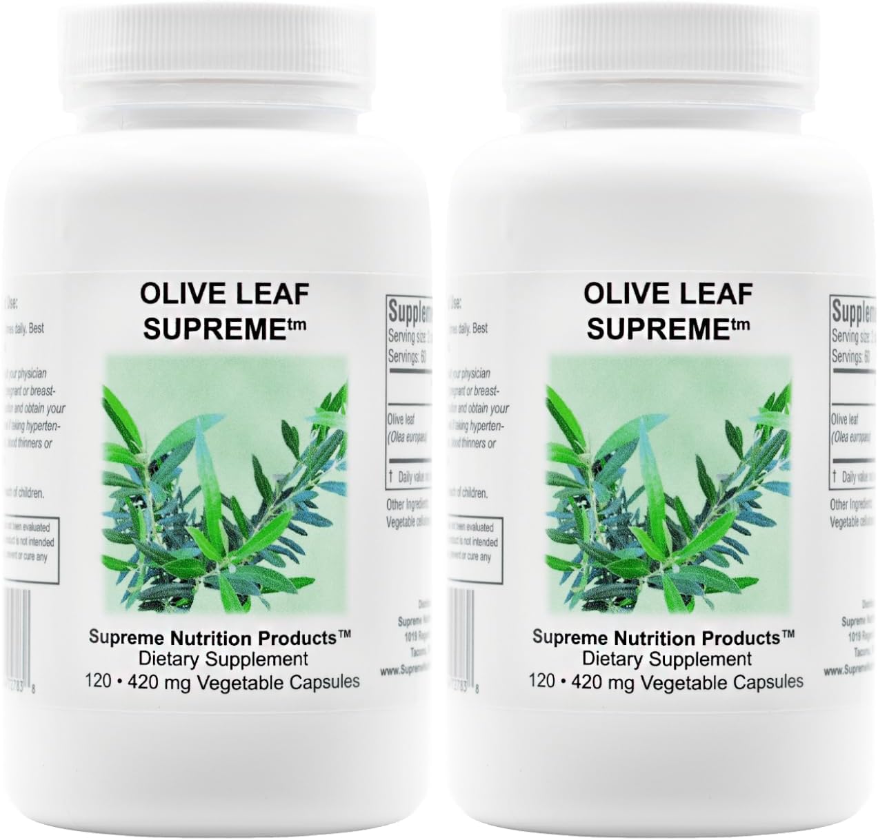 Supreme Nutrition Olive Leaf Supreme, 120 Pure Olive Leaf Vegetarian Capsules (Pack of 2)