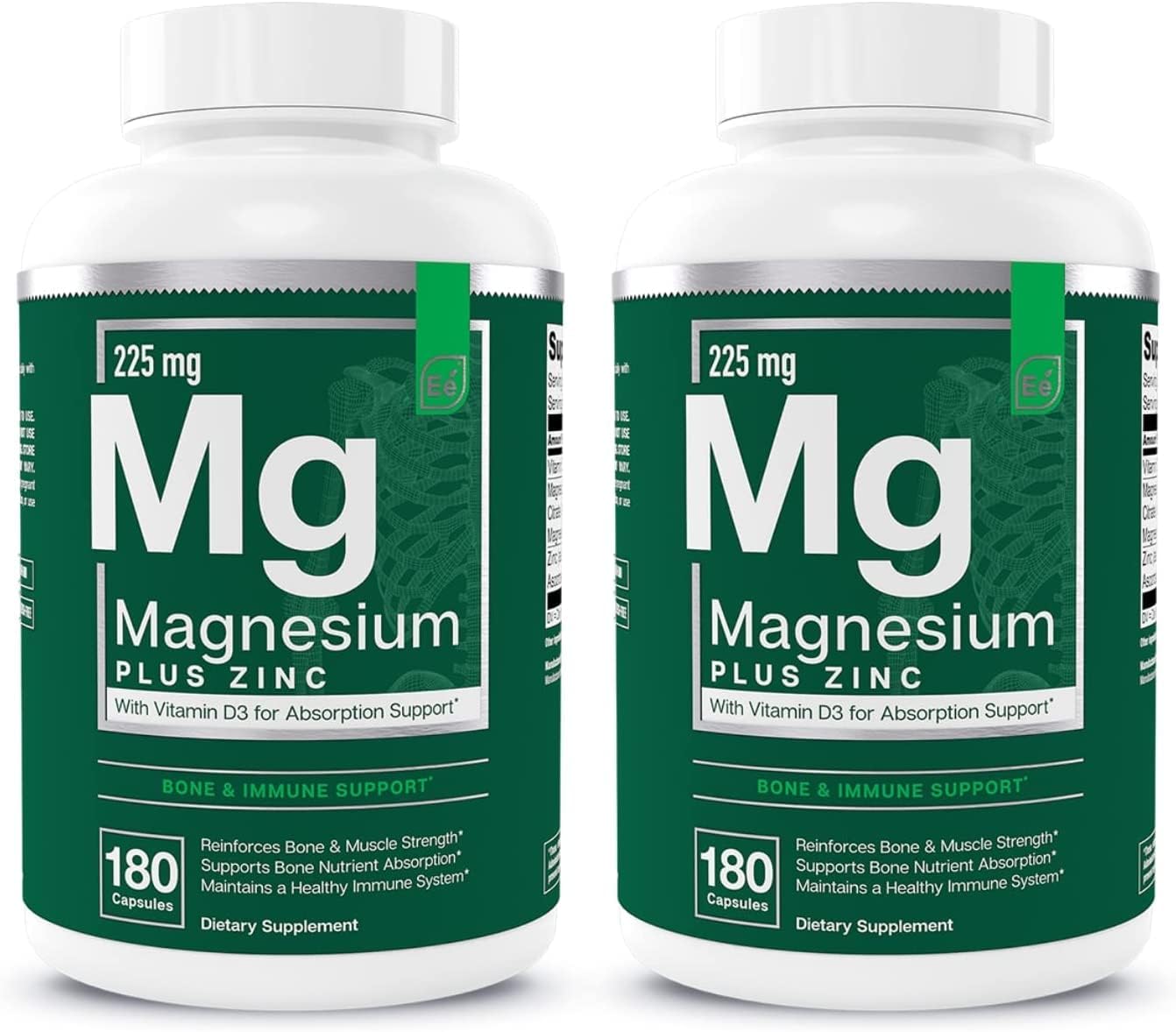 Essential Elements Magnesium & Zinc with Vitamin D3 for Sleep Immune & Bone Support - Magnesium Glycinate, Malate, Citrate 225mg - Triple Magnesium Supplement for Women and Men - 6 Month Supply