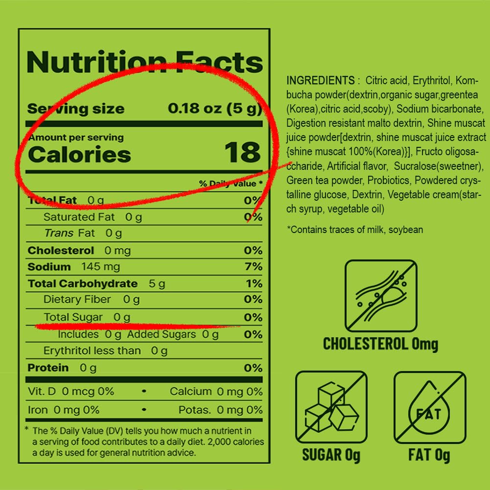 KAYFOOD Garden Daily Shinemuscat Kombucha Tea Powdered Mix, Probiotics & Prebiotics, Zero Sugar, Diet, Healthy Fermented Drinks Korea (20ST)