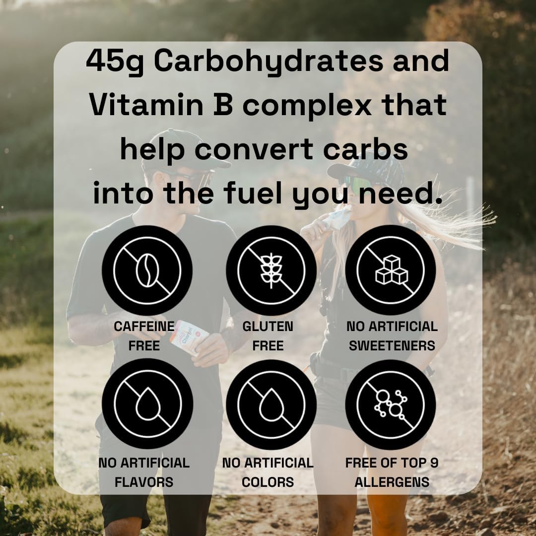 Strawberry, Caffeine-Free Instant Energy Gel Running, Biking, Workout, Hiking Essentials for Women & Men, Gifts for Runners - Carbs Vitamins, Gluten Free - Pack of 6 Gels - 6.35oz Each