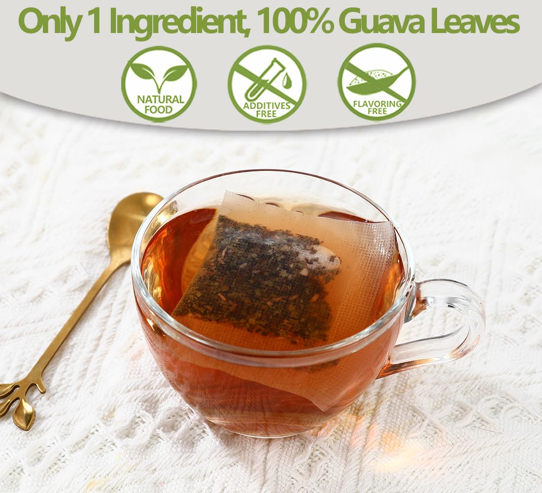 Premium 100 Guava Leaf Tea Bags, Made with 100% Natural Guava Leaves, No Additives & Caffeine Free.