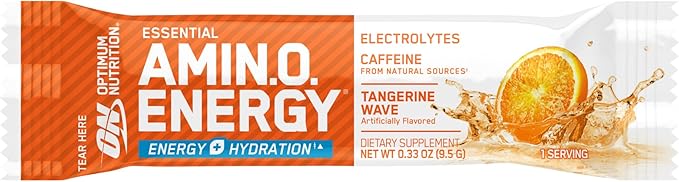Optimum Nutrition Amino Energy Hydration Packets, On-The-Go Energy Powder Stick Packs, Tangerine Wave, 25 Count