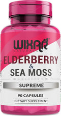 Elderberry and Sea Moss Supreme Capsules - Natural Black Elderberries with Wildcrafted Sea Moss Pills - 90 Capsules - Antioxidants - Herbal Supplements - Immune Support Supplement
