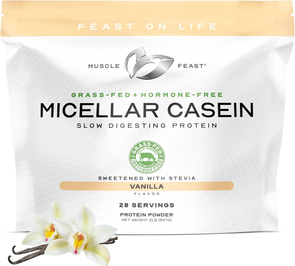 Muscle Feast Micellar Casein Protein, All Natural Pasture Raised Hormone Free Soy Free, Vanilla, 2lb