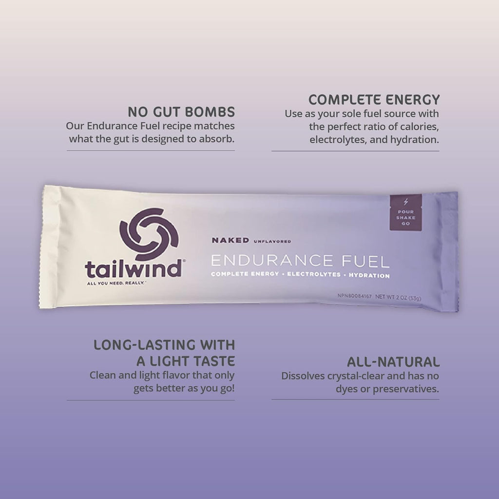 Tailwind Nutrition Endurance Fuel, Sports Drink Powder Single Serving with Electrolytes, Non-GMO, Free of Soy, Dairy, and Gluten, Vegan-Friendly, Naked Unflavored, Pack of 12