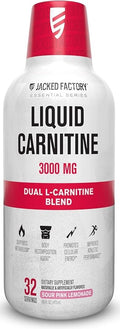 Jacked Factory Liquid L-Carnitine 3000 L Carnitine Supplement for Men & Women - Supports Metabolism, Body Recomposition, Cellular Energy & Athletic Performance - 32 Servings, Sour Pink Lemonade