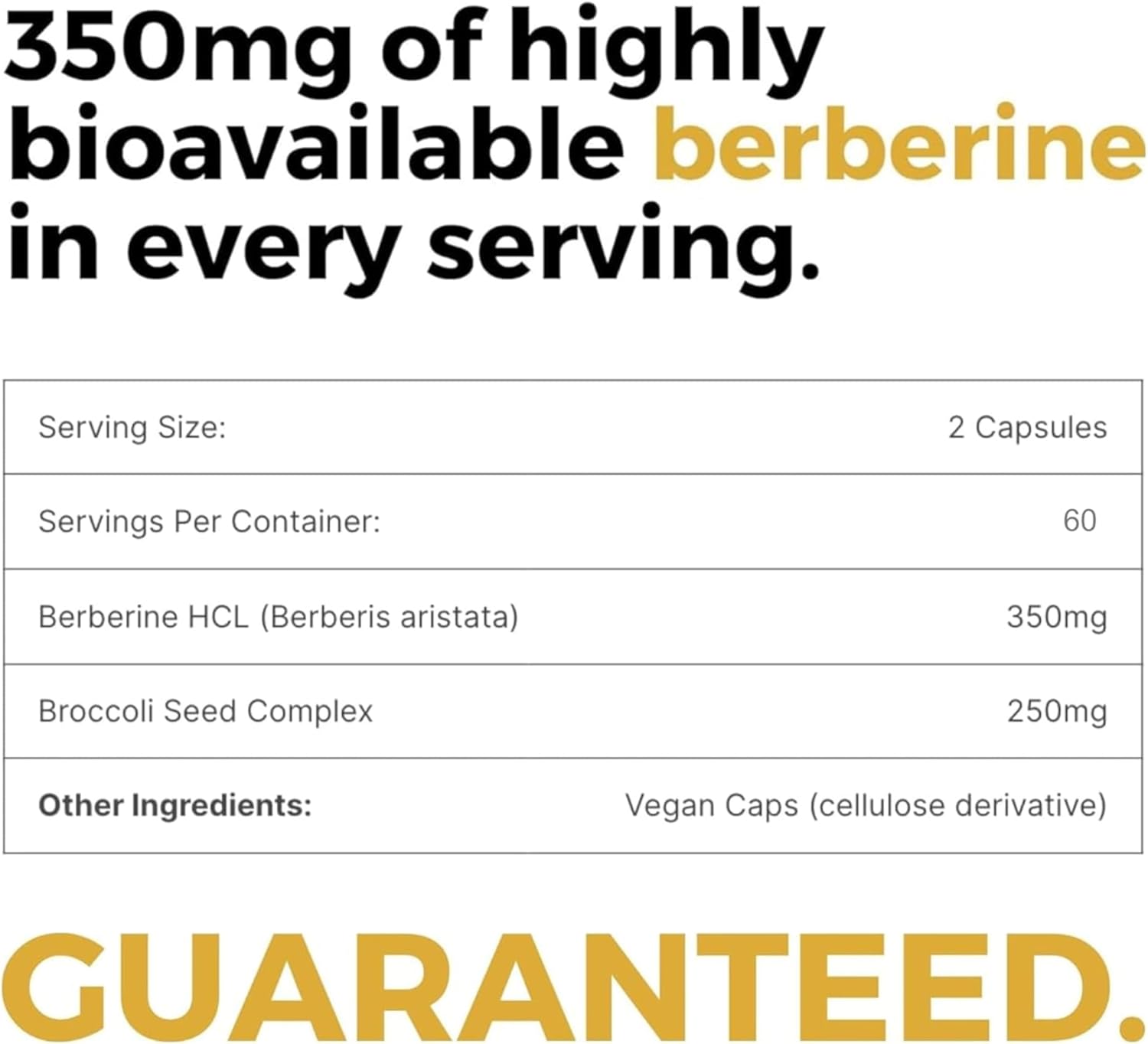 Mara Labs BerbElite | 350mg Berberine HCL & Broccoli Seed Complex for Increase Bioavailability | 120 Vegan Capsules