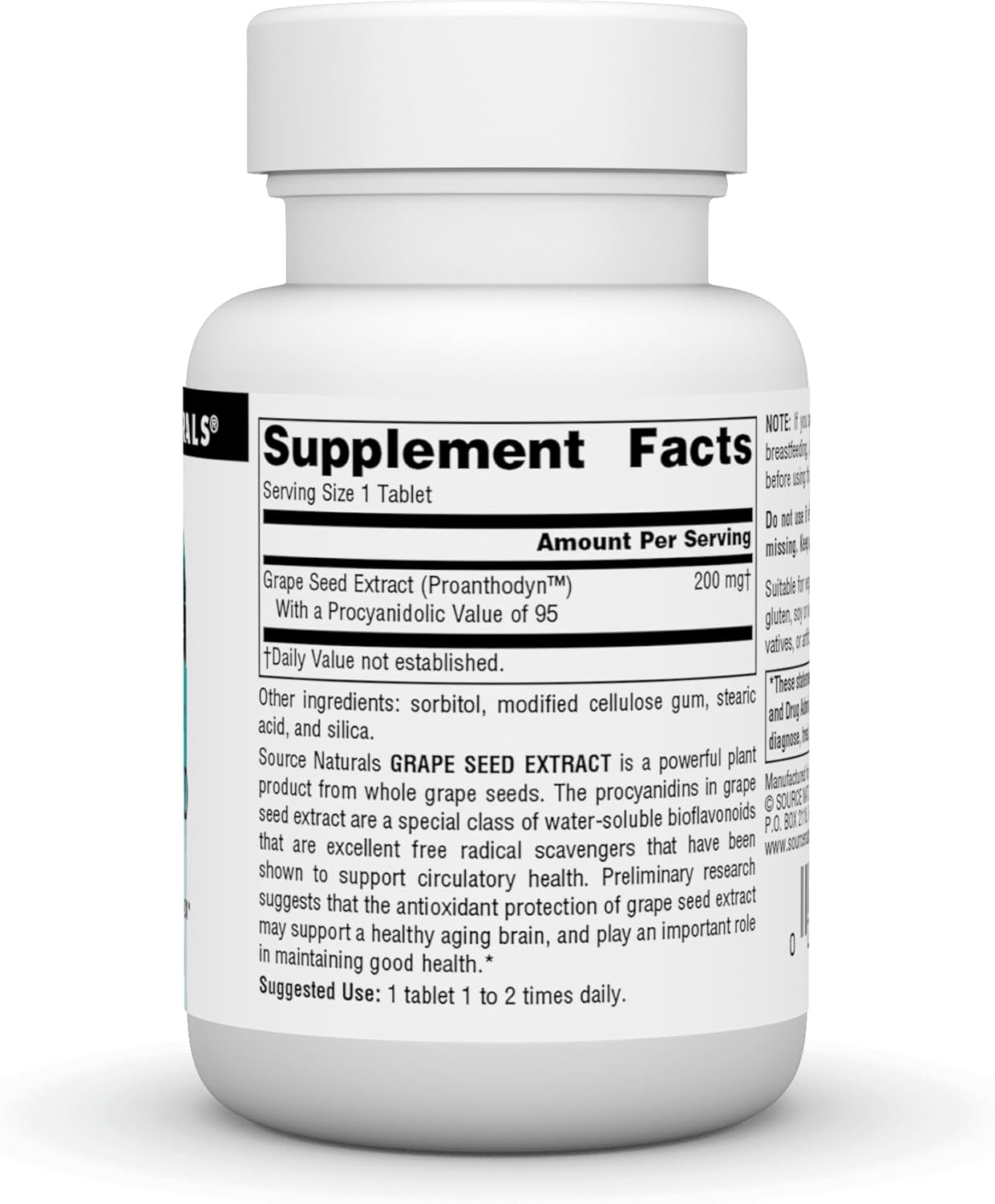 Source Naturals Proanthodyn Grape Seed Extract, Free Radical Protection* - 200 mg - 60 Tablets