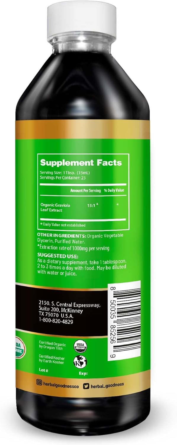 Soursop Extract Organic Cell Renew Graviola Leaf Extract 12oz – 15X Natural Soursop Juice Concentrate, Promotes Cell Regeneration, Immunity Boost, Sleep Support - Kosher Certified - Made in USA